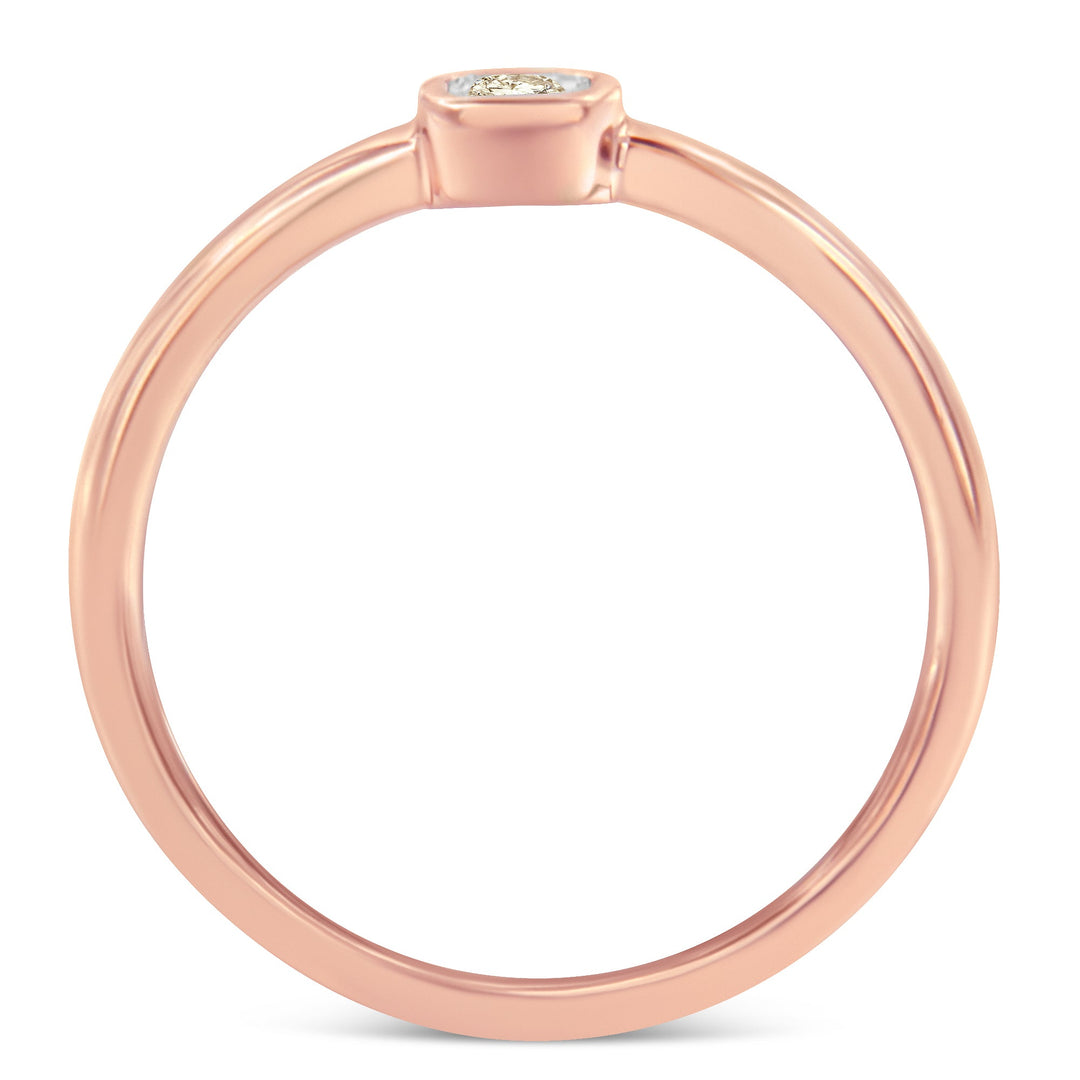14K Rose Gold Plated .925 Sterling Silver 1/20 Carat Diamond Square Cushion-Shaped Miracle Set Petite Fashion Promise Ring (J-K Color, I1-I2 Clarity) - Size 6