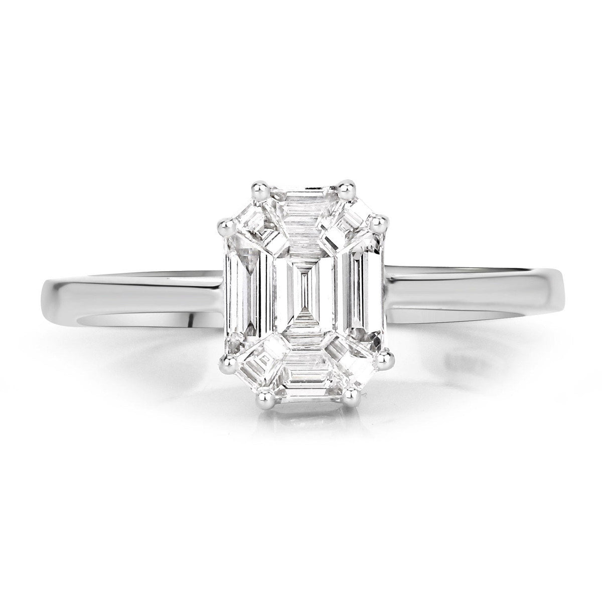 Anillo de oro blanco de 18 quilates con diamante blanco genuino de 0,48 quilates