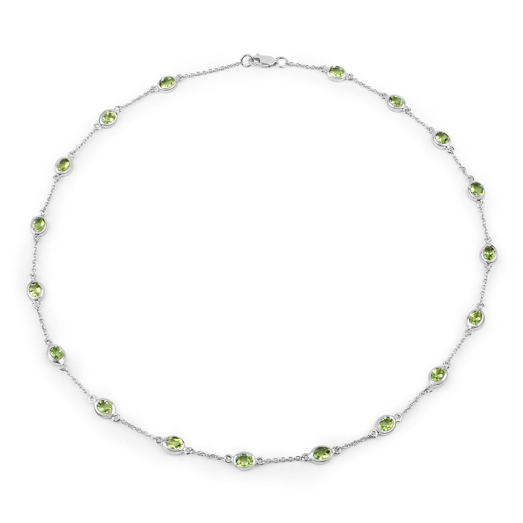 6.30 Carat Genuine Peridot .925 Sterling Silver Necklace