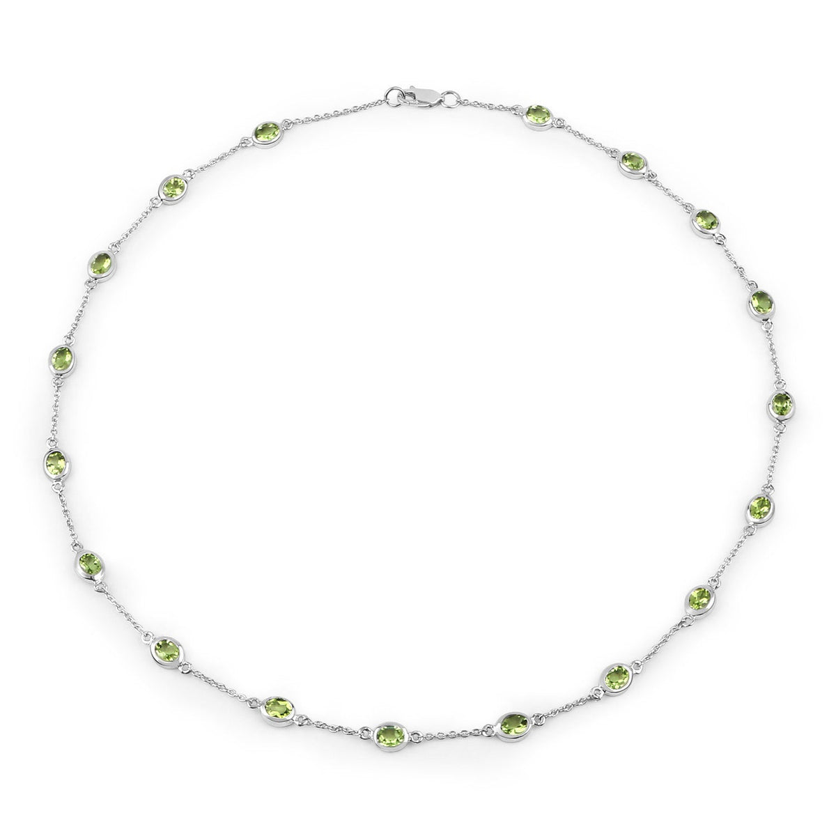 Collar de plata de ley .925 con peridoto auténtico de 6.30 quilates