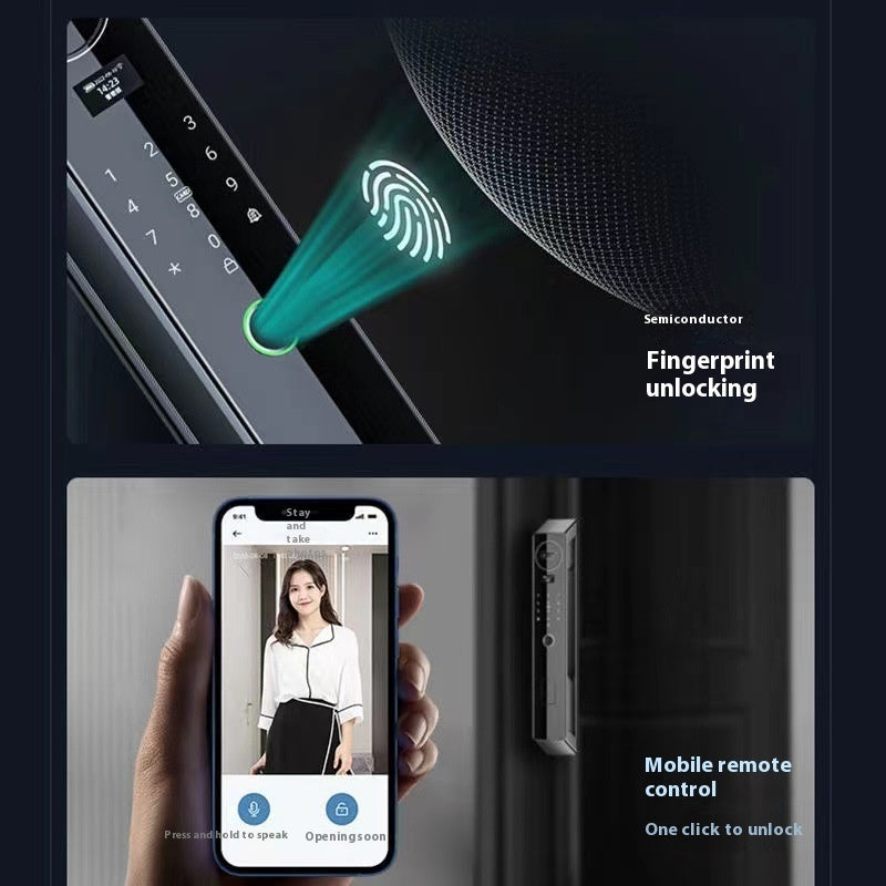 Fingerprint & Face Recognition Smart Door Lock - App Connection, Night Vision, 300 Users