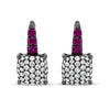 Black Rhodium Plated 18K White Gold 7/8 Cttw Round Diamond and Graduated Red Ruby Drop Earrings (F-G Color, VS1-VS2 Clarity)