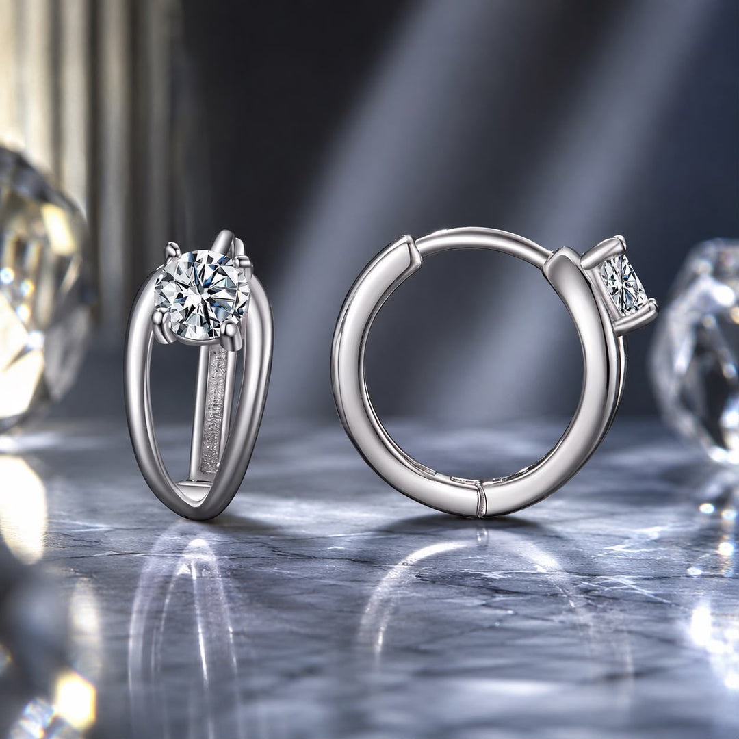 925 Sterling Silver 0.40 Carat Moissanite Earrings for Women