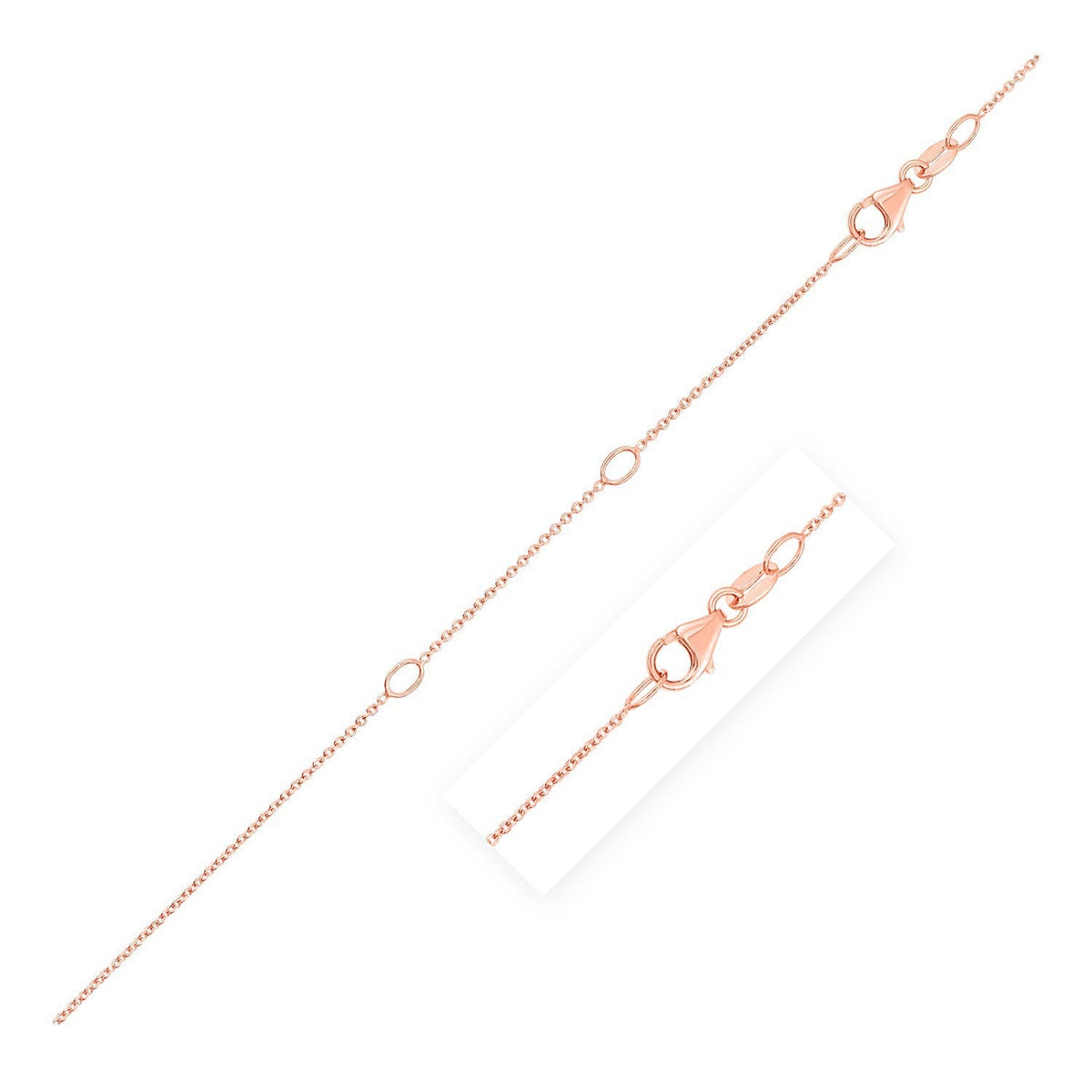 Cadena de cable doble extensible en oro rosa de 14k (1.0mm)