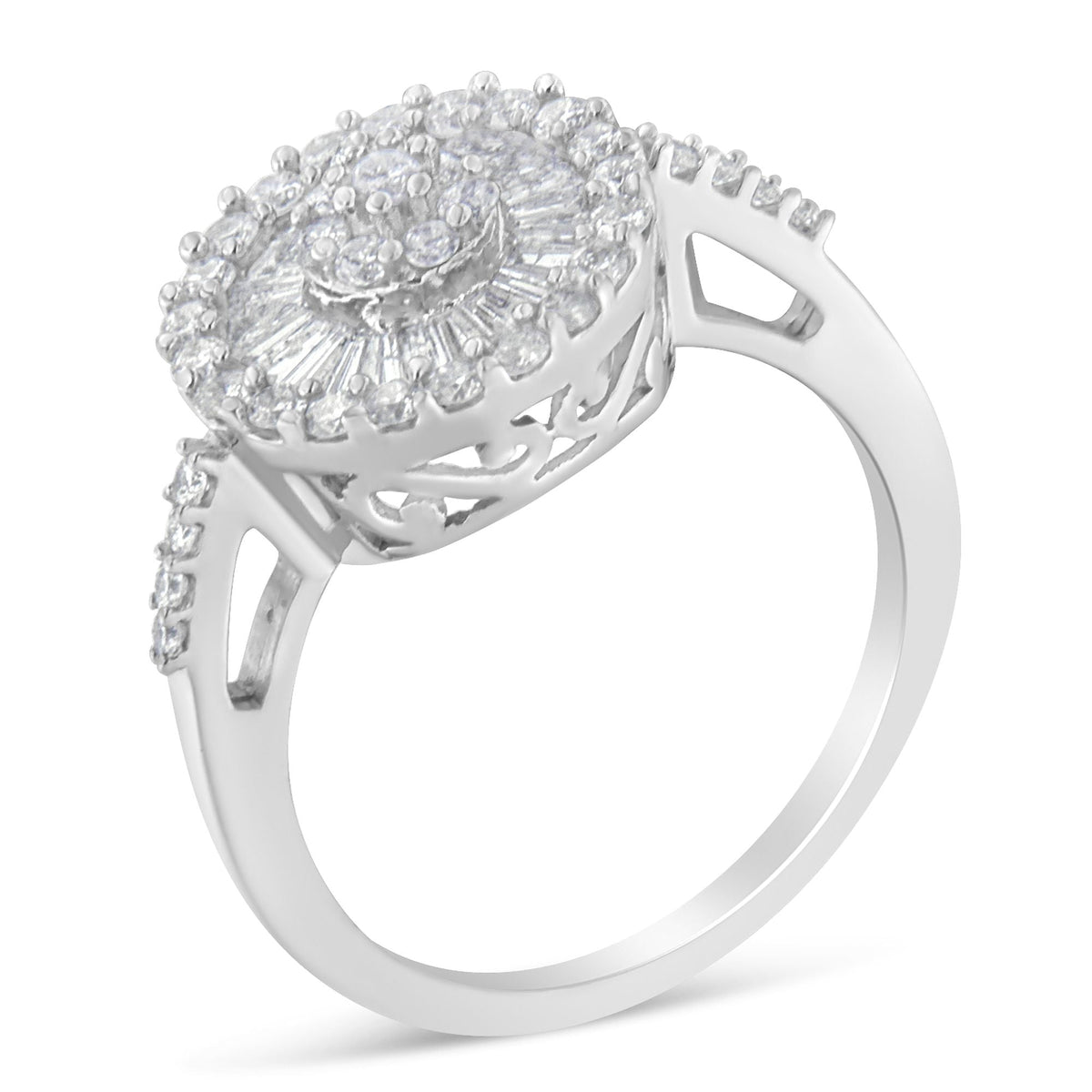 Anillo de cóctel de oro blanco de 10 kt con diamante (1 qt en total, color H-I, claridad SI2-I1)