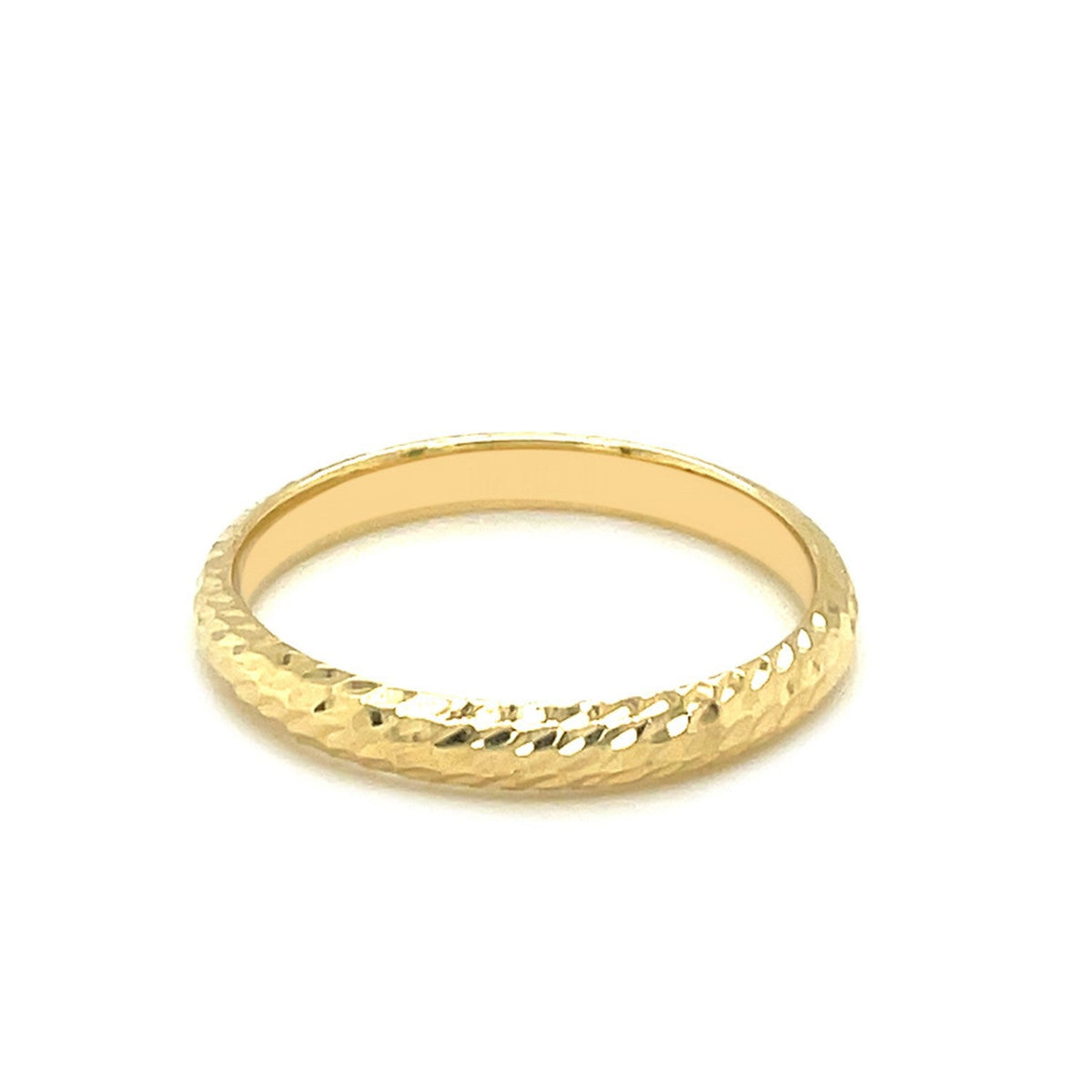 Alianza de boda de oro amarillo de 14k con textura y ajuste cómodo