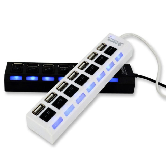 Versatile 7-Port USB 2.0 Hub with Each Port Independent Switch On/Off Control (4-Port Optional)