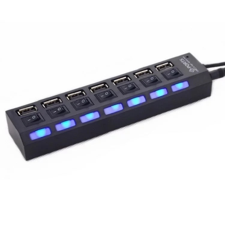 Versatile 7-Port USB 2.0 Hub with Each Port Independent Switch On/Off Control (4-Port Optional)