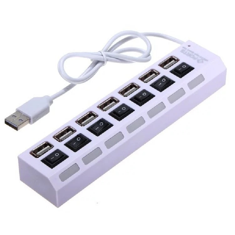 Versatile 7-Port USB 2.0 Hub with Each Port Independent Switch On/Off Control (4-Port Optional)