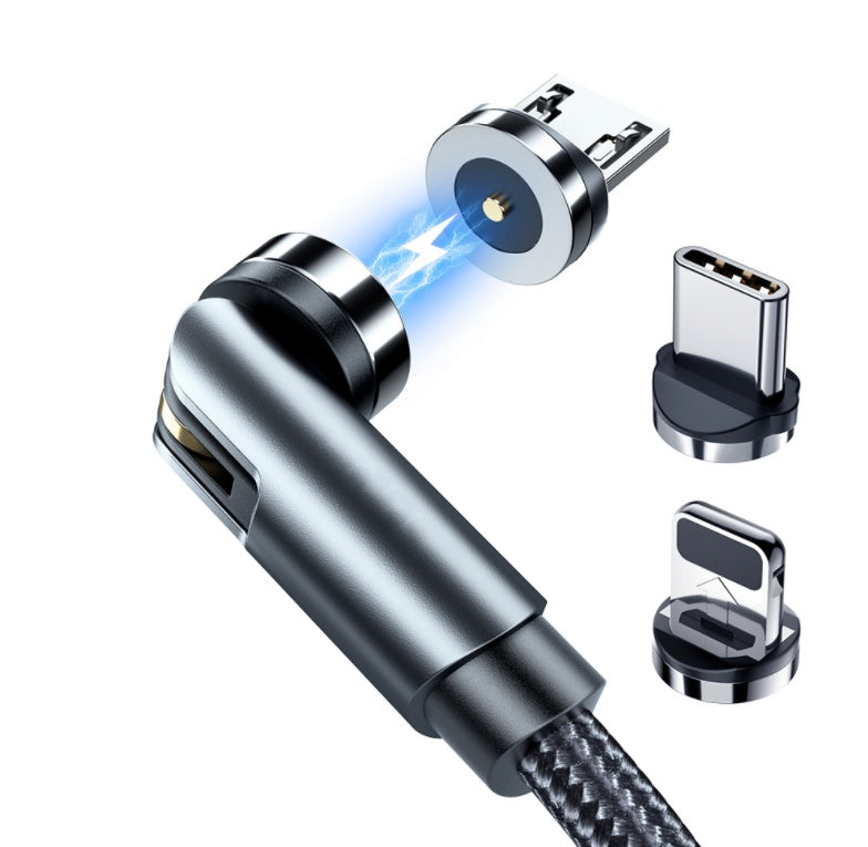 Essager 360° Magnetic Rotating Fast-Charge Cable – USB-C, Micro-USB & Lightning, LED Indicator