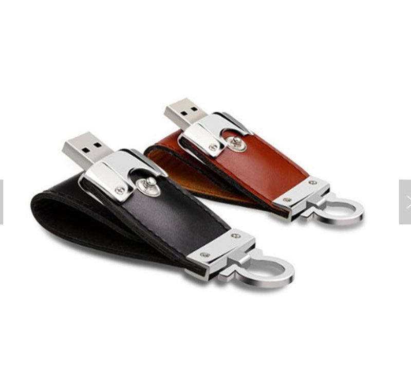 Leather Key Holder with Hidden USB Flash Drive