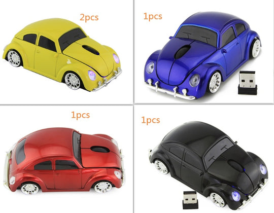 VW Beetle Car Shape Wireless PC Mouse - 2.4GHz Bluetooth - Ultra-Low Power Consumption