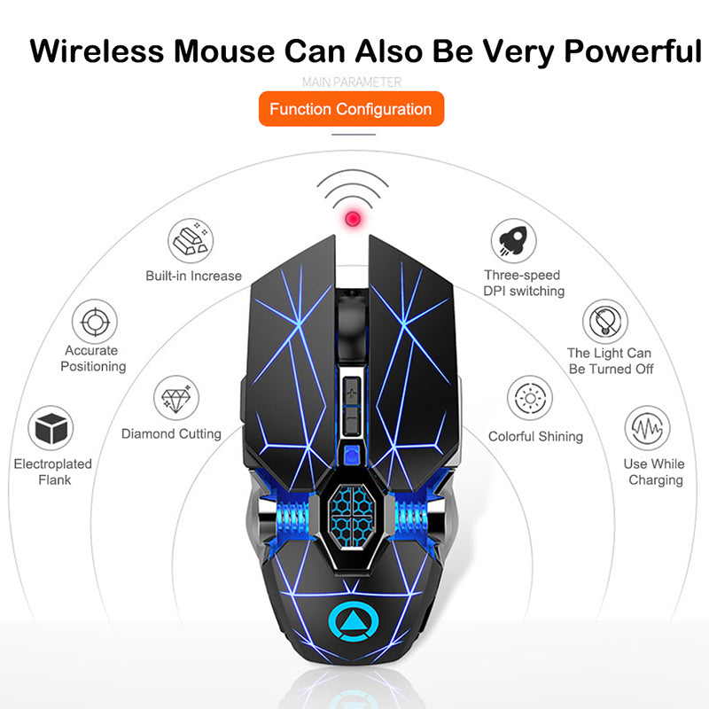 Sleek Rechargeable Wireless Mouse - Customizable DPI and 7-Color Backlight