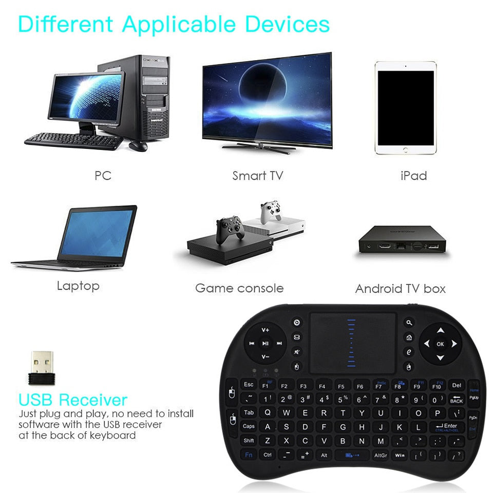 Wireless Mini Gaming Keyboard Remote with Touch-Pad for PC, Mobile, TV, and more