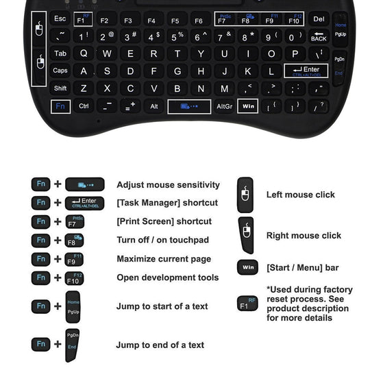 Wireless Mini Gaming Keyboard Remote with Touch-Pad for PC, Mobile, TV, and more