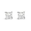 14K White Gold 3/8 Cttw Lab Grown Princess-Cut Diamond 4-Prong Solitaire Stud Earrings (VS1-VS2 Clarity, F-G Color)