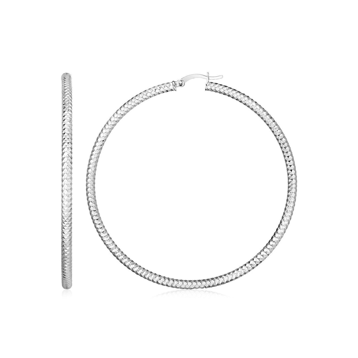 Pendientes de aro grandes de plata de ley con textura trenzada