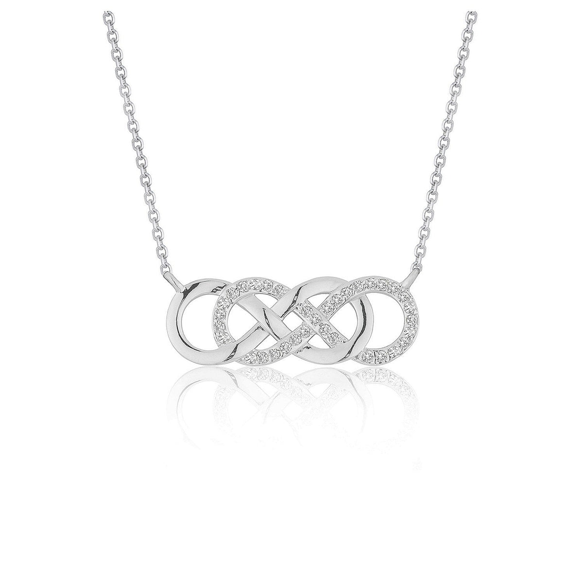 Colgante de doble infinito de diamantes en oro blanco de 14k