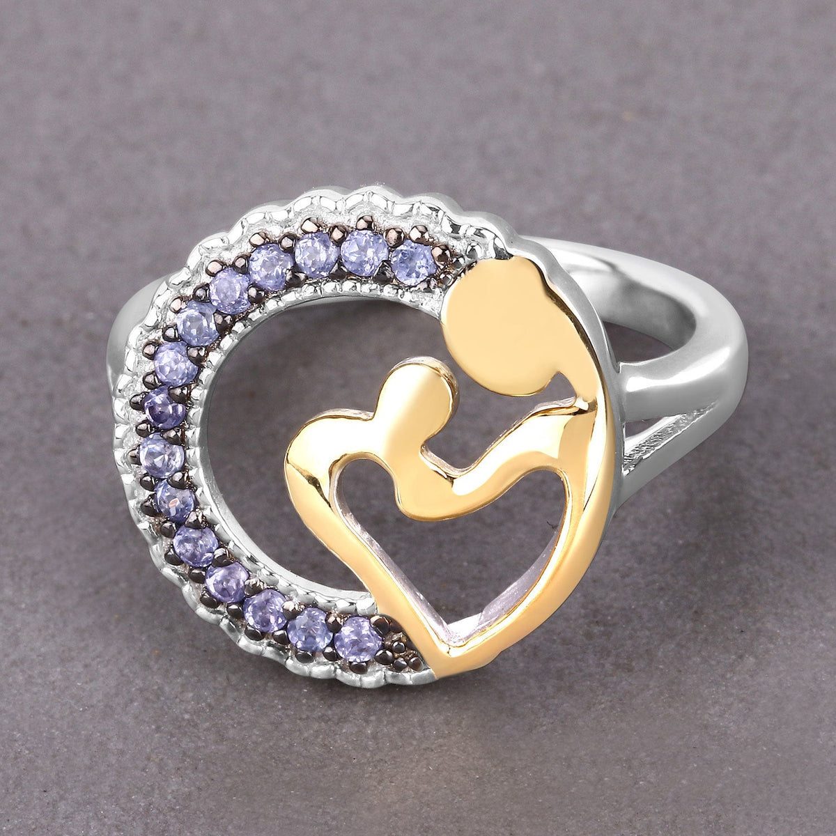 Anillo de plata de ley .925 con tanzanita genuina de 0.28 quilates