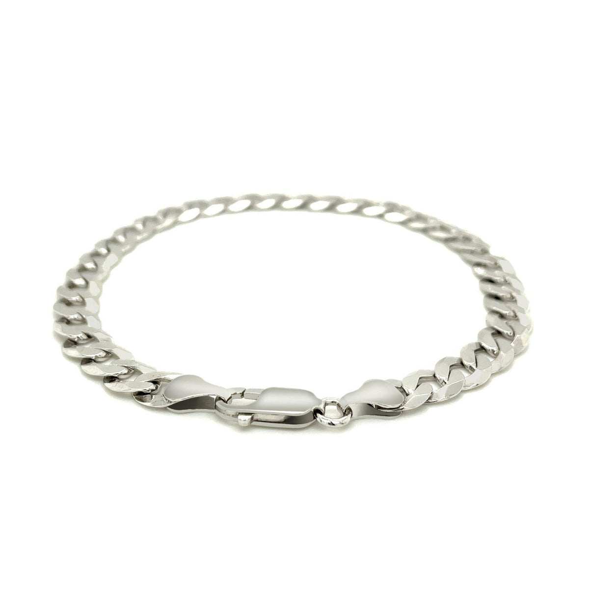 Pulsera de plata esterlina estilo barbada de 7.2 mm chapada en rodio