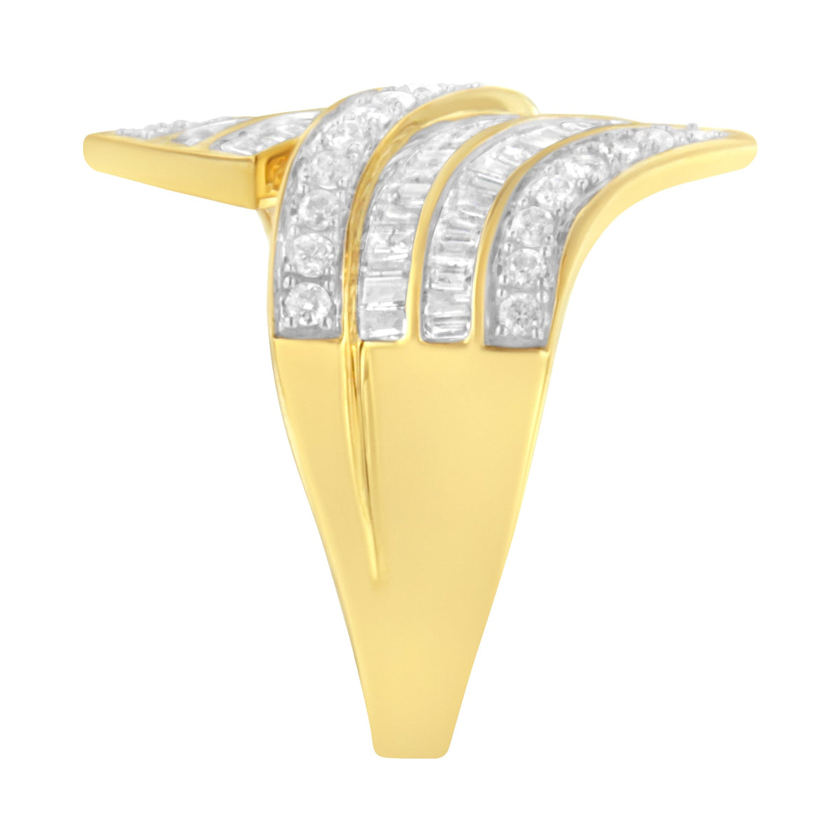 Anillo Bypass de Oro Amarillo de 10K con Diamantes (1 1/7 Cttw, Color I-J, Claridad I1-I2) - Talla 5