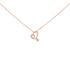 Collar con colgante de corazón abierto de plata chapada en oro rosa de 14 quilates con 1/10 quilates de diamante