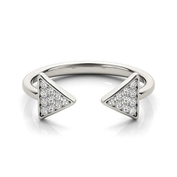 Anillo abierto de oro blanco de 14k con punta de flecha y diamantes (1/5 cttw)