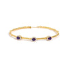 18K Yellow Gold Purple Amethyst and 1/3 Cttw Diamond Halo Station Bracelet
