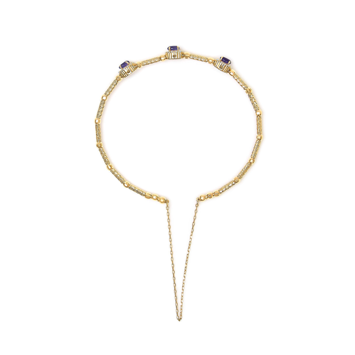 18K Yellow Gold Purple Amethyst and 1/3 Cttw Diamond Halo Station Bracelet - image 3 of 3