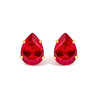 18K Yellow Gold 5X7 MM Created Pear Ruby Solitaire Stud Earrings