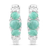 1.30 Carat Genuine Emerald and White Topaz .925 Sterling Silver Earrings