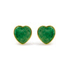 18K Yellow Gold 9x8 MM Bezel Set Green Jade Heart Stud Earrings
