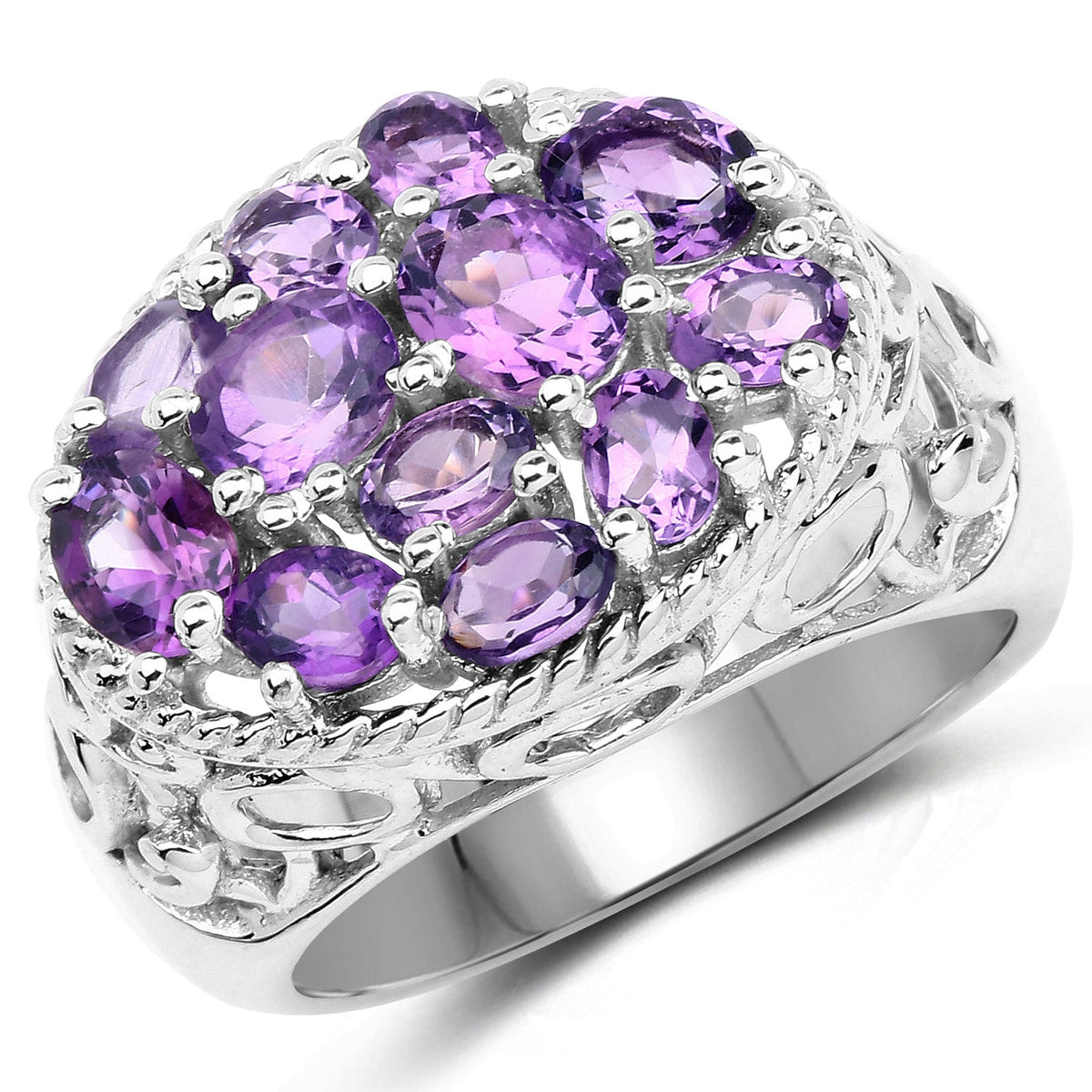 Anillo de plata de ley .925 con amatista genuina de 2.64 quilates