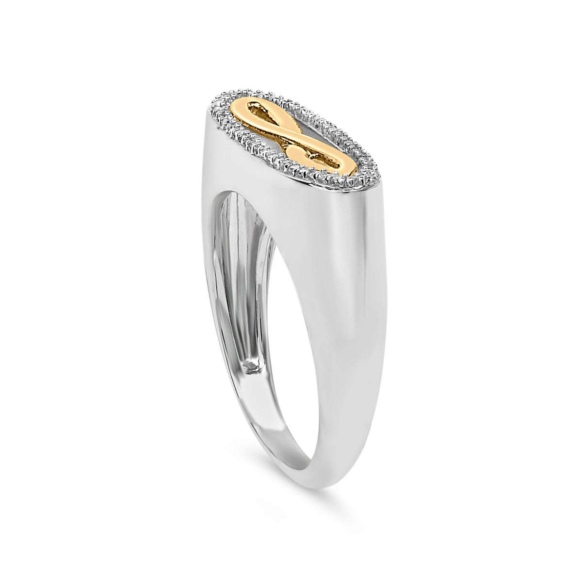Anillo infinito de plata de ley chapado en oro amarillo de 14 quilates con acento de diamante
