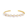 18K Yellow Gold Freshwater Pearl Cuff Bangle Bracelet
