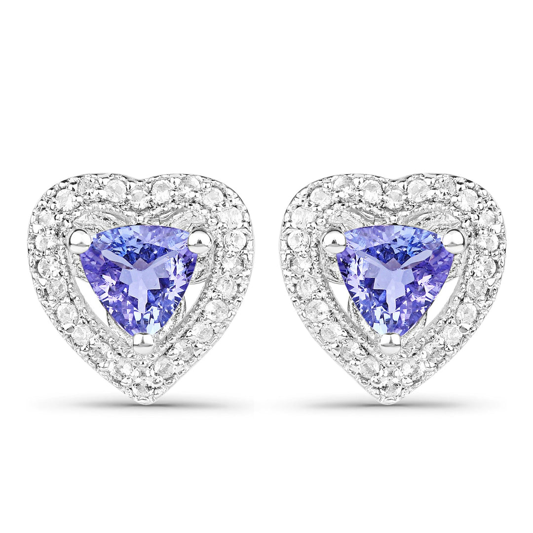 1.18 Carat Genuine Tanzanite & White Topaz .925 Sterling Silver Earrings