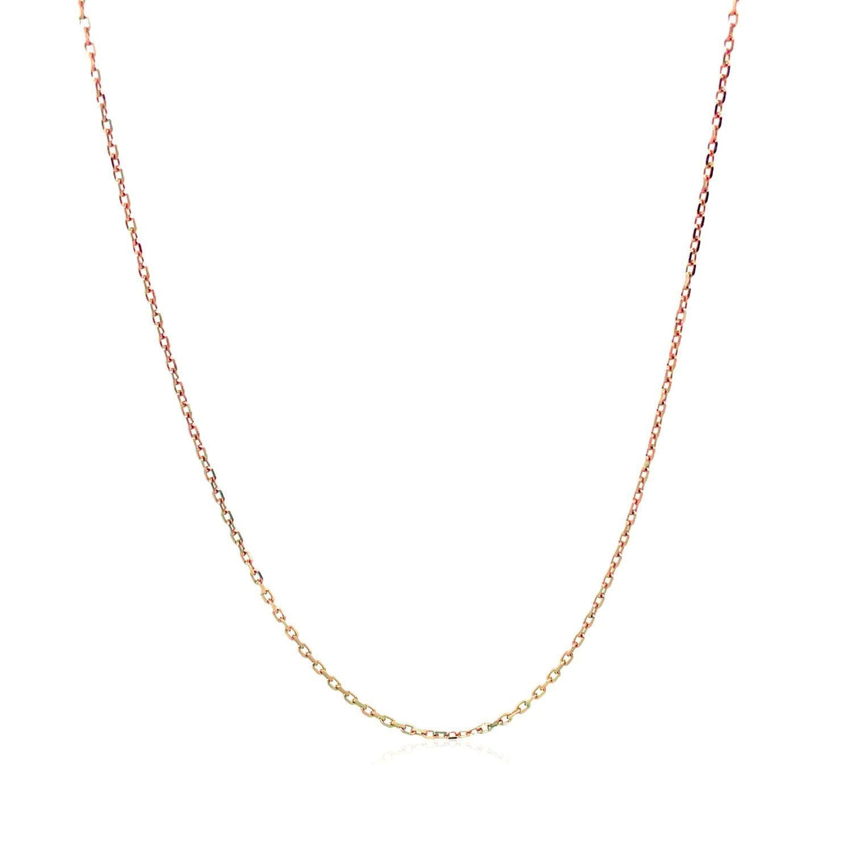 Cadena de eslabones de cable con corte de diamante en oro rosa de 18k (0.75 mm)