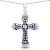 1.84 Carat Genuine Tanzanite and White Zircon .925 Sterling Silver Pendant