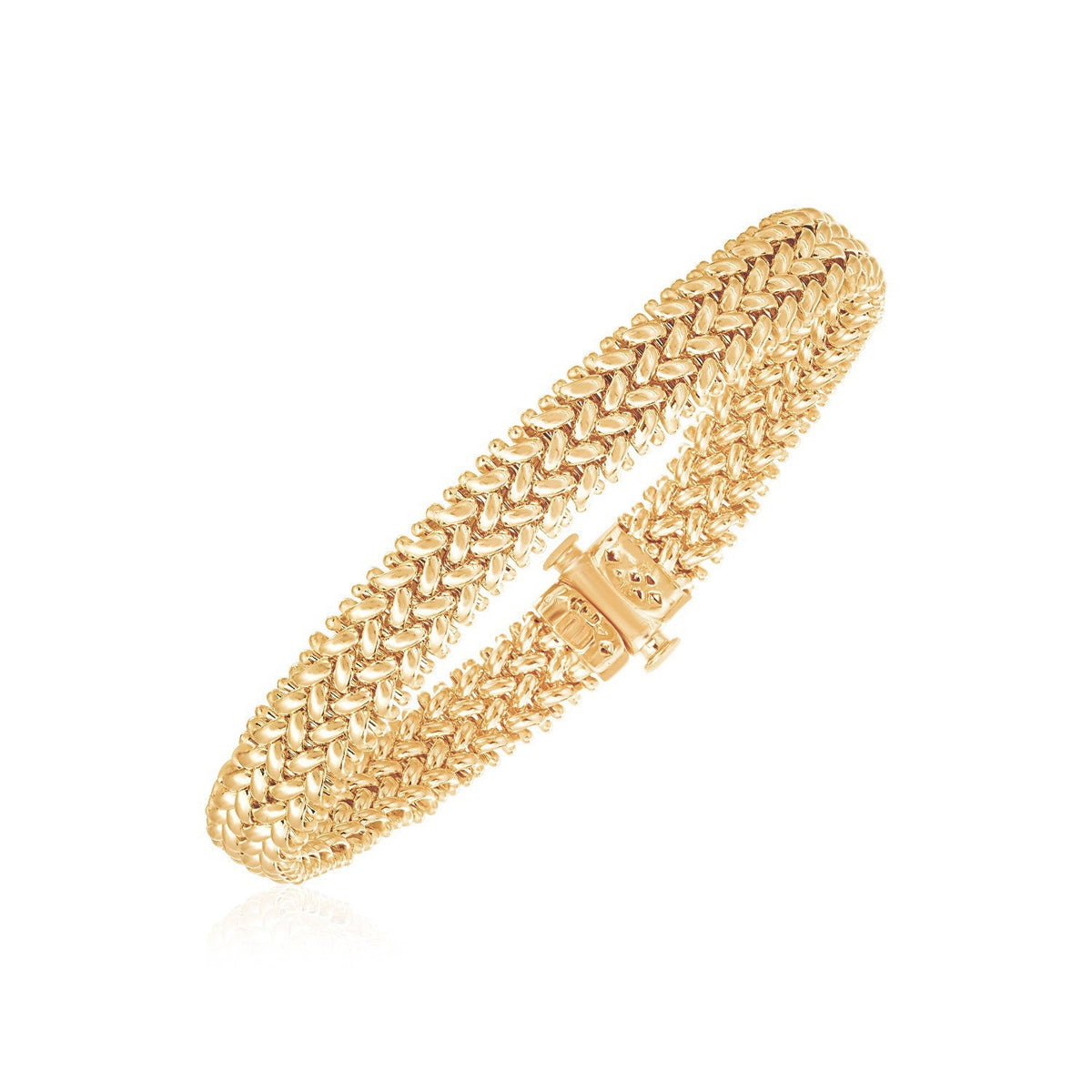 Pulsera Trenzada Gruesa de Oro Amarillo de 14k con Alto Pulido (8.8mm)