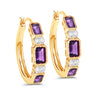 2.18 Carat Genuine Amethyst and White Topaz .925 Sterling Silver Earrings