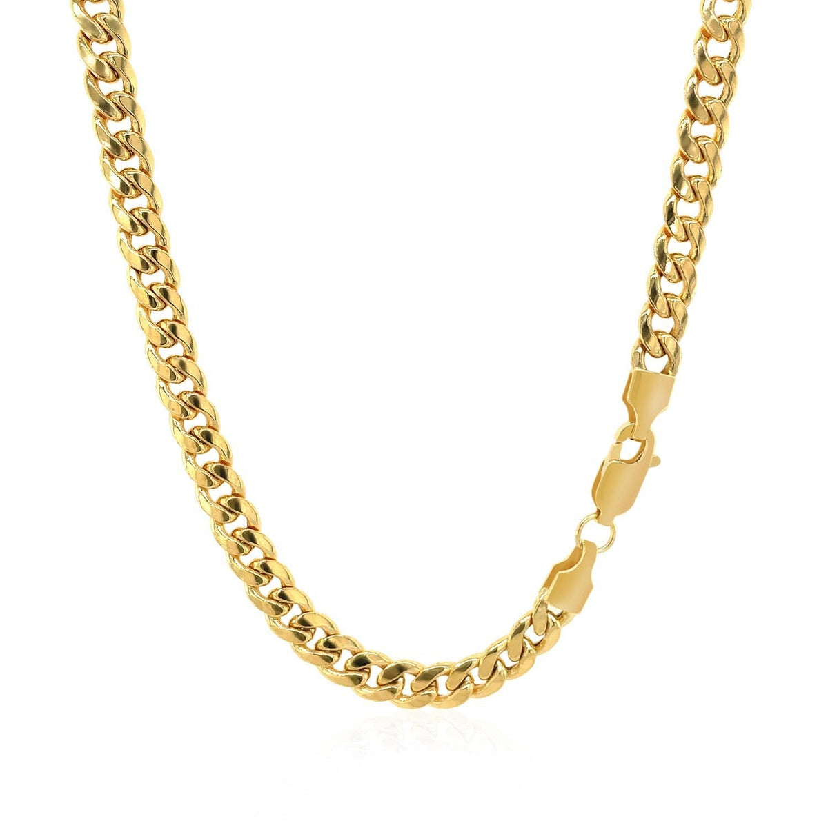 Cadena semirrígida cubana Miami de oro amarillo de 10k (4.50 mm)