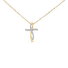 14K Yellow Gold Plated Sterling Silver 1/4 Cttw Diamond Cross Pendant Necklace