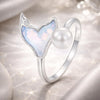 925 Sterling Silver Ring with Shell Pearl and Transparent Glass
