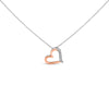 Collar con colgante de corazón abierto de plata de ley chapada en oro rosa de 14 quilates con diamantes de 0,10 quilates