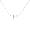 Collar de Corazón en Zig Zag con Acentos de Diamante, Plata Bañada en Oro Rosa de 14K