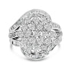 Sterling Silver 1.0 Cttw Diamond Swirl Cluster Cocktail Ring