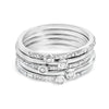 Juego de anillos apilables de plata de ley con bisel de diamante de 3/8 Cttw y engaste pavé