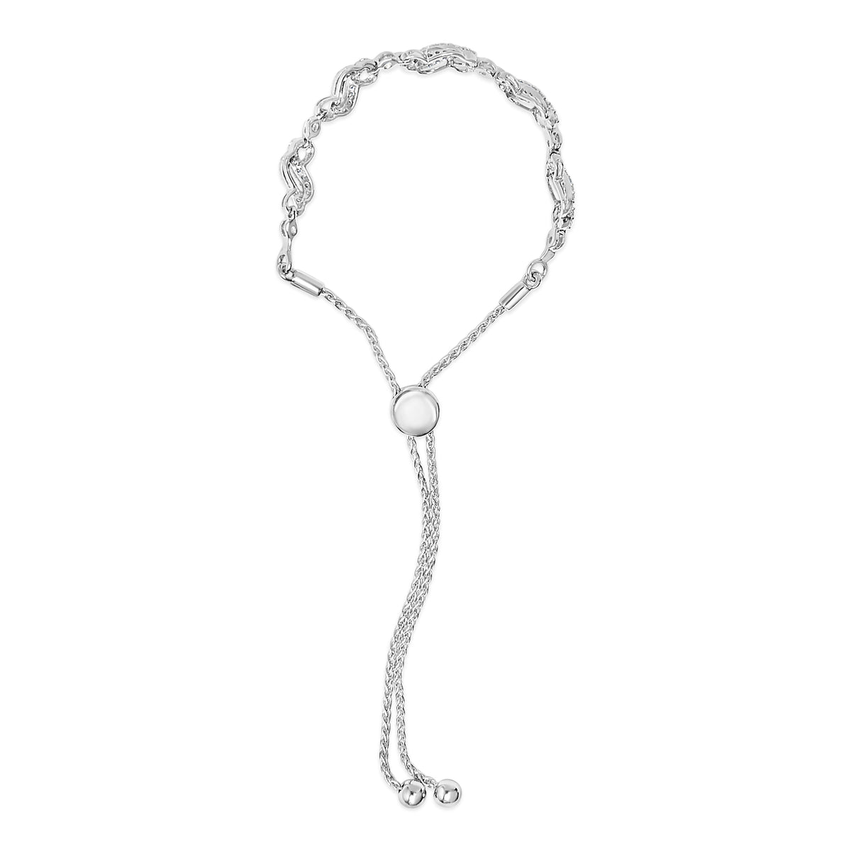 Pulsera de bolo con doble onda de plata esterlina .925 con 1/2 quilate total de diamantes
