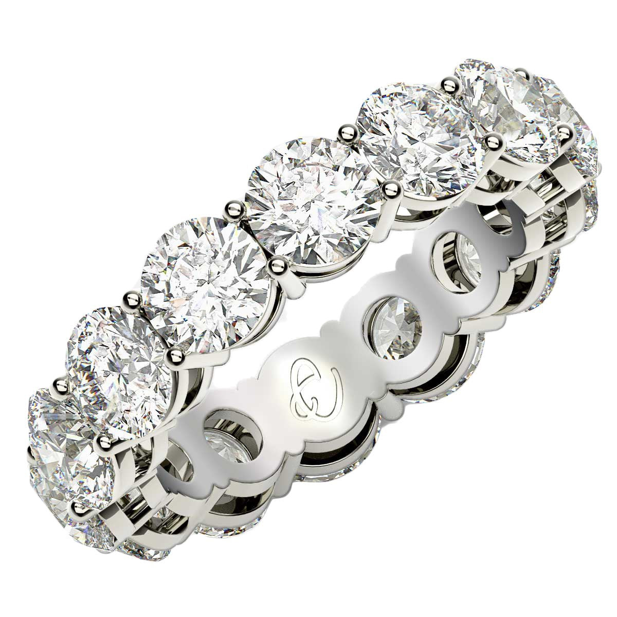 Anillo de eternidad de diamantes redondos cultivados en laboratorio de oro blanco de 14k (6 quilates peso total FG/VS2)