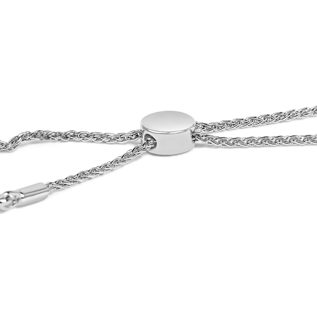 Pulsera de bolo de plata de ley .925 con diseño de ondas y estaciones de diamantes de 1/2 quilate